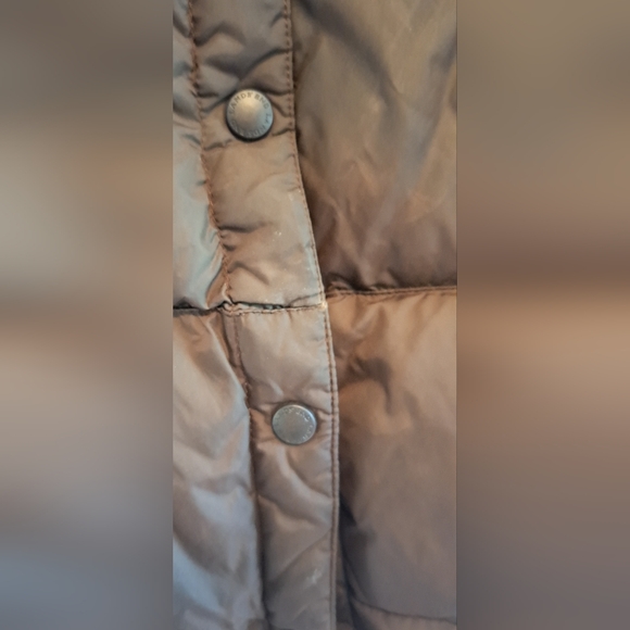 Mens Lands End Brown Snap Front Goose Down Light Puffer Vest Jacket Large VTG - Picture 5 of 8